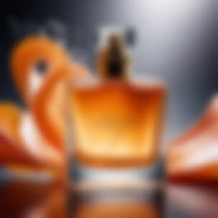 An artistic representation of scent waves emanating from a perfume bottle