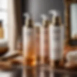 An array of luxurious hair moisturizers on a vanity