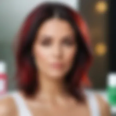 Contemplating Hair Dye Options A serene pregnant woman contemplating hair dye options.