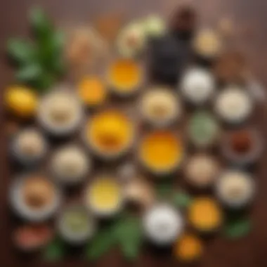 Layout of Natural Skincare Ingredients Ingredients laid out for DIY mask