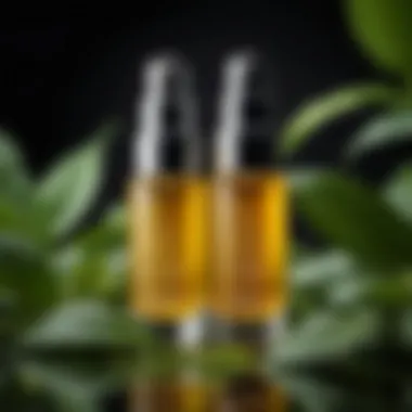 An elegant arrangement of the serum with botanical elements, reflecting its plant-based essence