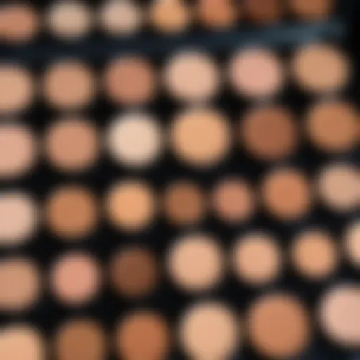 A close-up of a makeup palette with various concealer shades