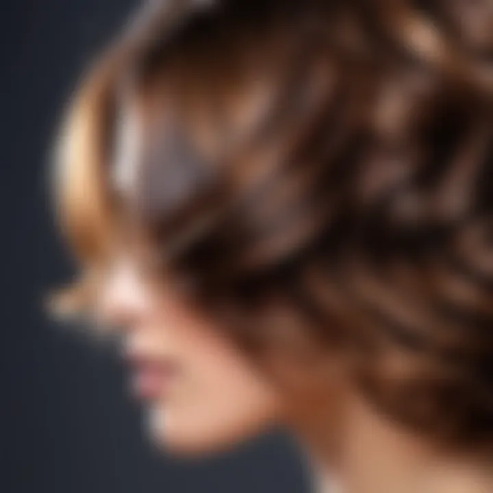 Close-up of styled hair front section showcasing volume and texture.