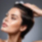 A close-up of a person applying hair growth shampoo