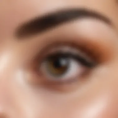 Close-up of eye makeup enhancing natural features