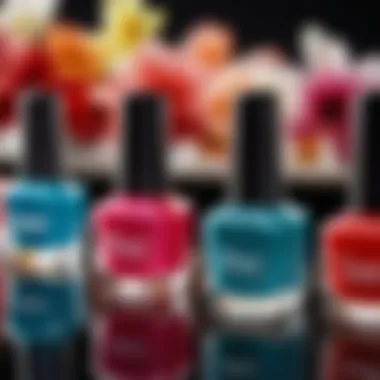 A stylish display of various gel nail polish colors arranged artistically.