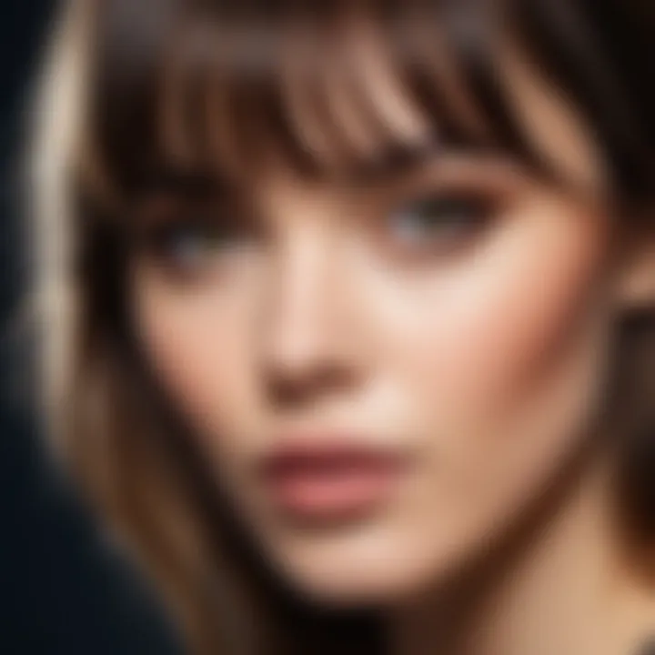 Stylish close-up of a model with bangs