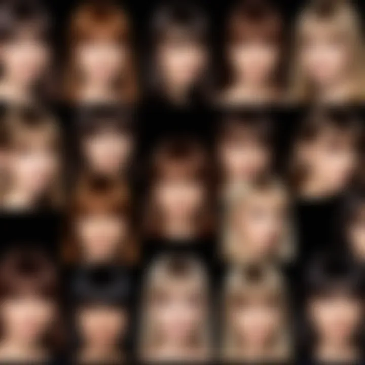 Diverse styles of layered bangs on different hair types