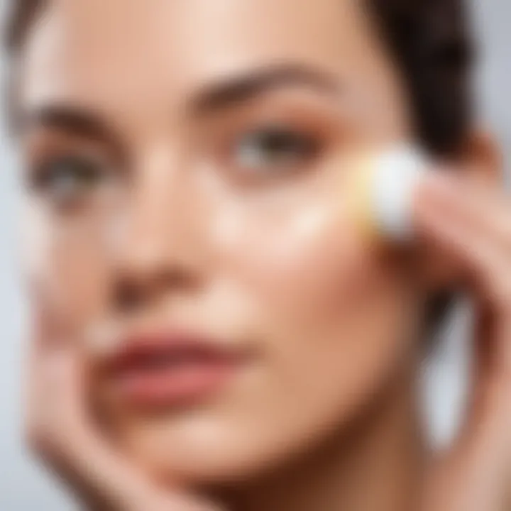 A skincare enthusiast examining the texture of a cream enriched with C Vitamin.