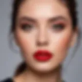 Elegant eye makeup complementing red lipstick