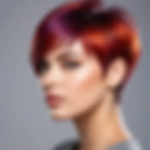 Trendy short haircut showcasing vibrant color