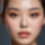 Close-up of a flawless Korean makeup look highlighting radiant skin