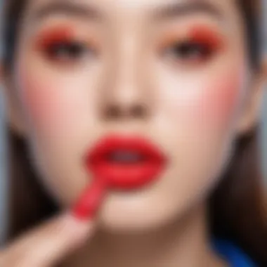 Vibrant Lip Color Trends in Korean Makeup Showcase of a vibrant lip color trend popular in Korean makeup
