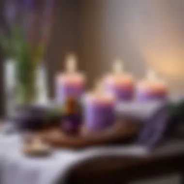 Calming Aromatherapy Setup A calming aromatherapy setup with lavender oil and candles
