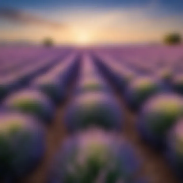 A serene lavender field under a clear blue sky