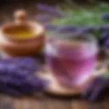 A serene cup of lavender tea beside fresh lavender sprigs