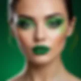 Elegant makeup look with a focus on green tones