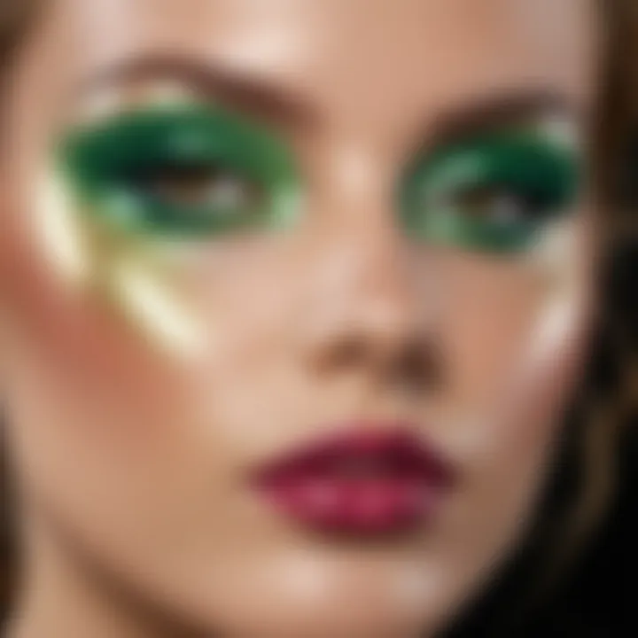 Close-up of makeup application featuring shimmer and gloss