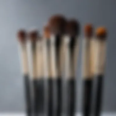 Artistry in Tools: The Essential Brush Set An elegant makeup brush set displayed artistically