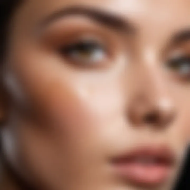 A close-up of flawlessly blended foundation on a model's skin