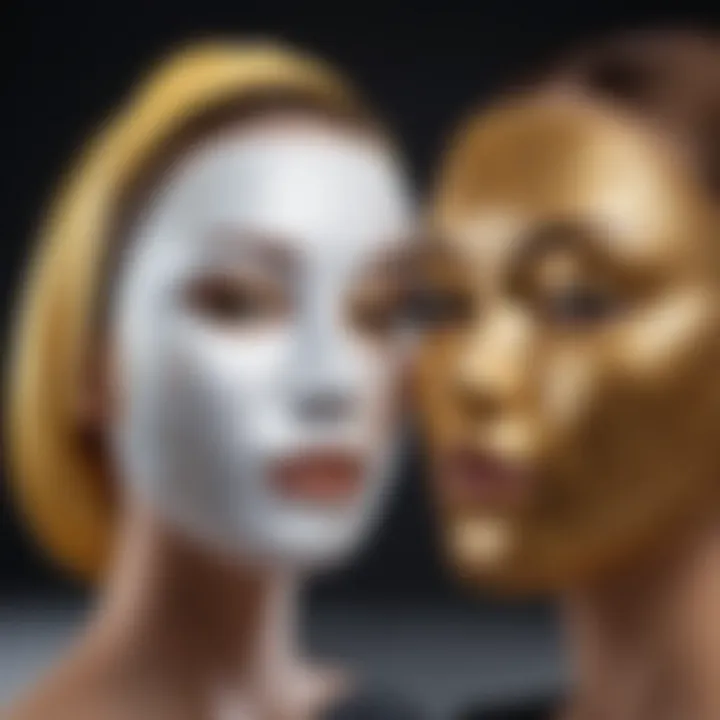 A collection of luxurious face masks arranged aesthetically.