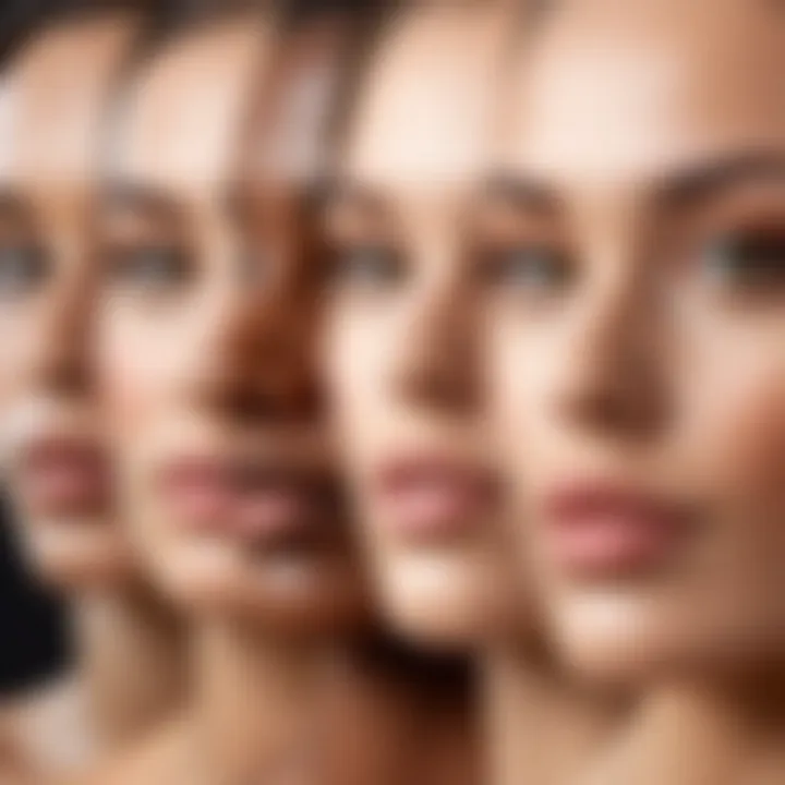 A diverse range of skin types with matching foundation and concealer