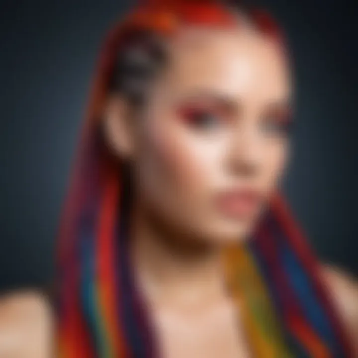 Vibrant colored cornrows styled in a unique fashion