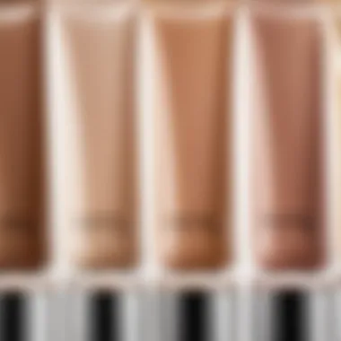 Diverse range of BB cream shades displayed elegantly