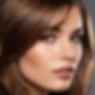 Natural Highlights in Moka Hair Color Close-up of a model showcasing moka hair with natural highlights