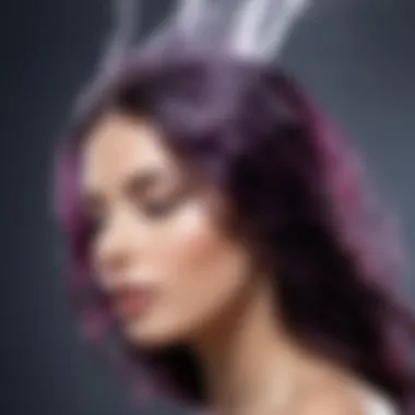 Rinsing Hair After Applying Purple Shampoo A close-up of hair strands being rinsed under flowing water