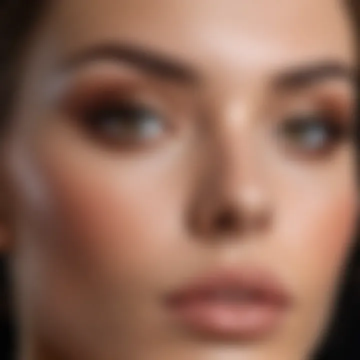 Close-up of a flawless nude makeup application