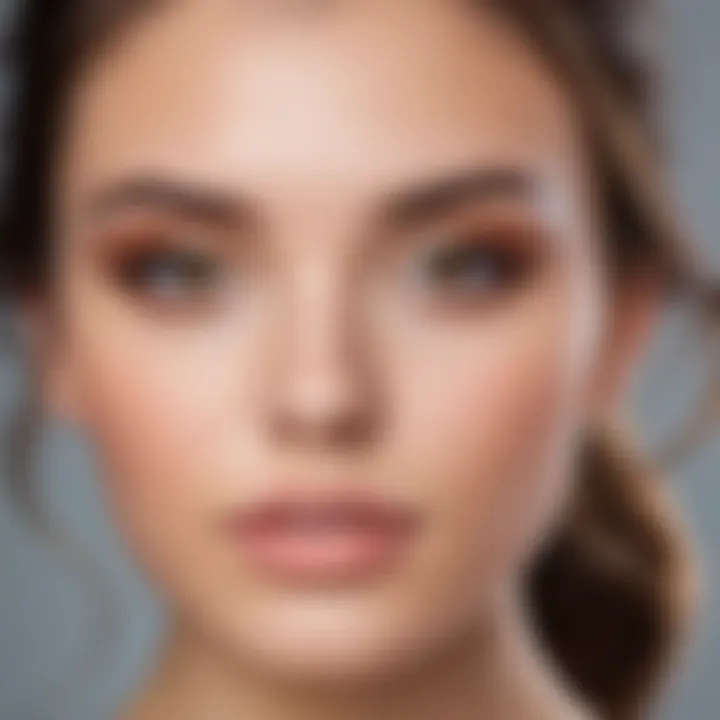 A close-up of natural makeup look emphasizing fresh skin and light colors