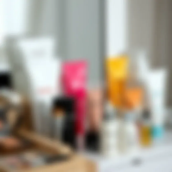 A beautifully organized skincare routine, showcasing various color-equalizing products.