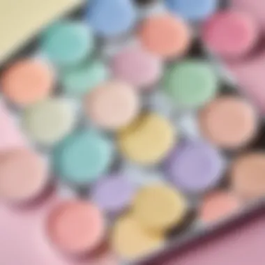 An aesthetically pleasing arrangement of pastel colors in a palette.