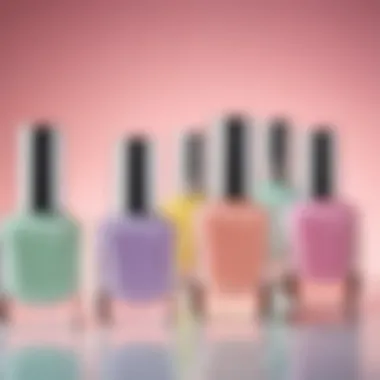 Chic Pastel Nail Polish Collection A beautiful array of pastel nail polishes displayed elegantly.