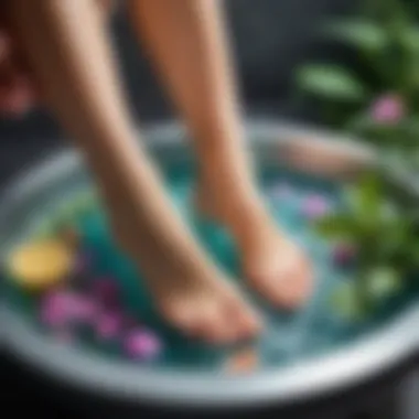 A serene foot bath with soothing oils and herbs