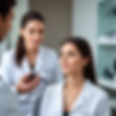 A dermatologist consulting with a patient about hair care and prevention strategies.