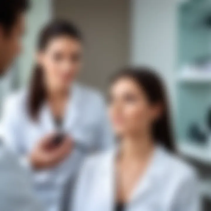 A dermatologist consulting with a patient about hair care and prevention strategies.