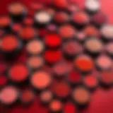 A vibrant array of red cosmetic products showcasing their textures and shades.