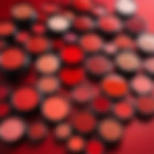 A vibrant array of red cosmetic products showcasing their textures and shades.