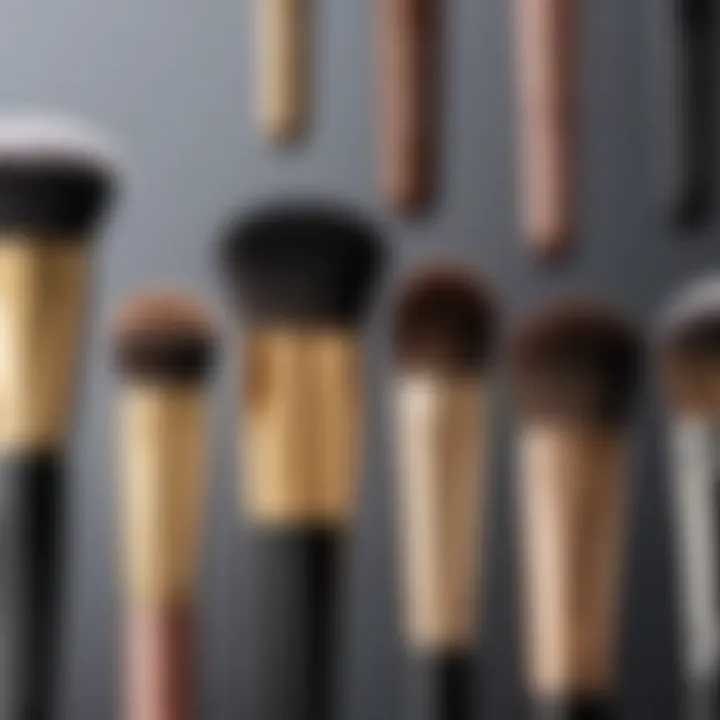 Comparison of different powder brush shapes and sizes