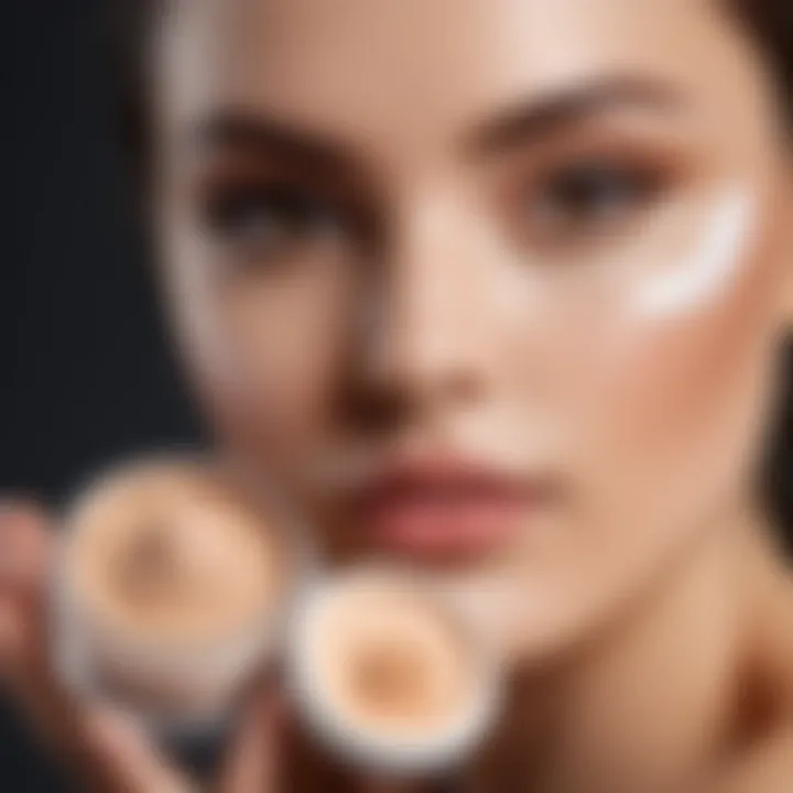 Close-up of skin compatibility with different powders