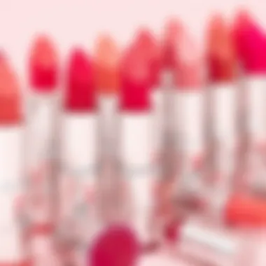 Diverse Shades of Powder Pink Lipstick Elegant display of various shades of powder pink lipstick