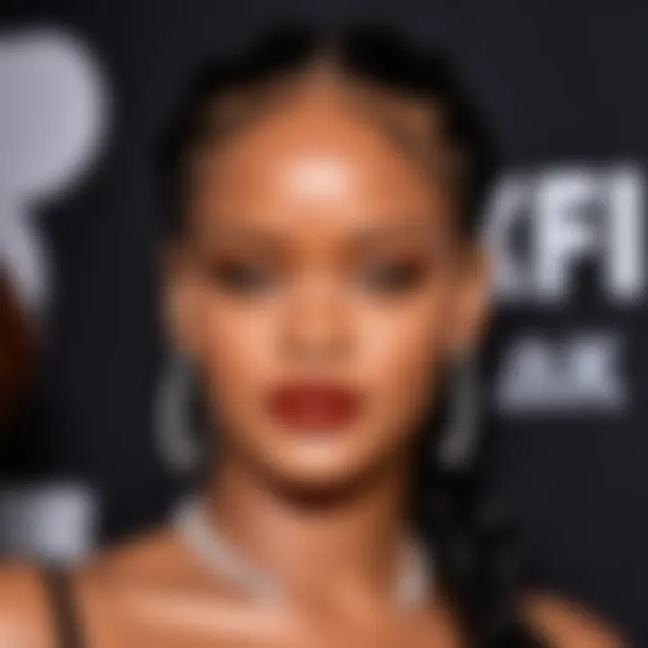 A close-up of Rihanna's beautifully braided hairstyle at a fashion event