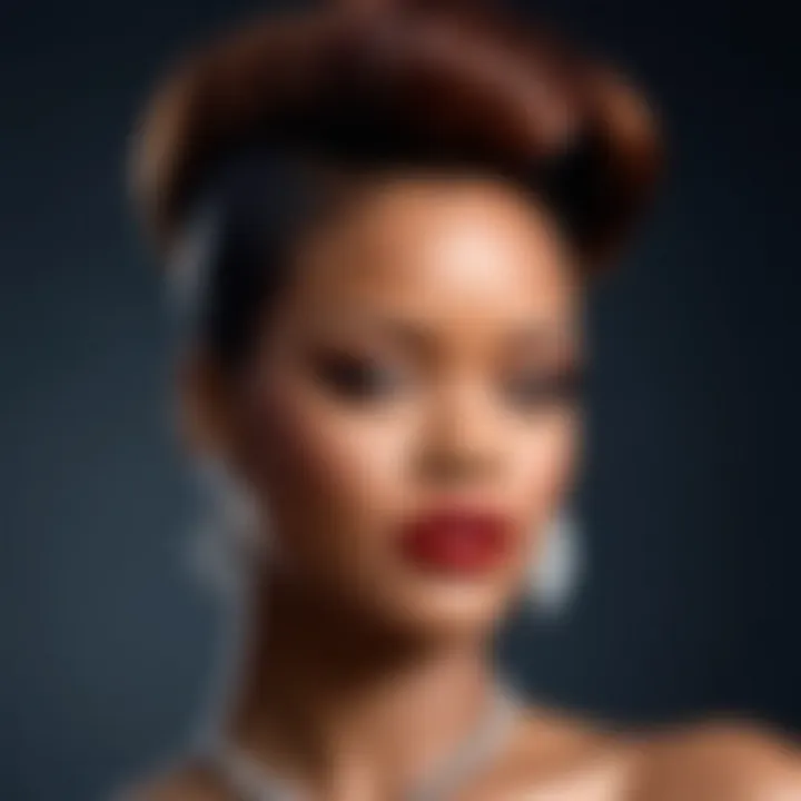 Rihanna sporting a chic updo that exudes sophistication