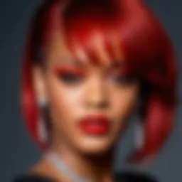 Rihanna showcasing her iconic red hairstyle during a public appearance