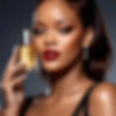 Rihanna showcasing her signature fragrance