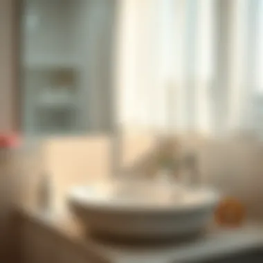 Morning Light in Skincare Routine A serene morning scene with natural light illuminating a bathroom sink.
