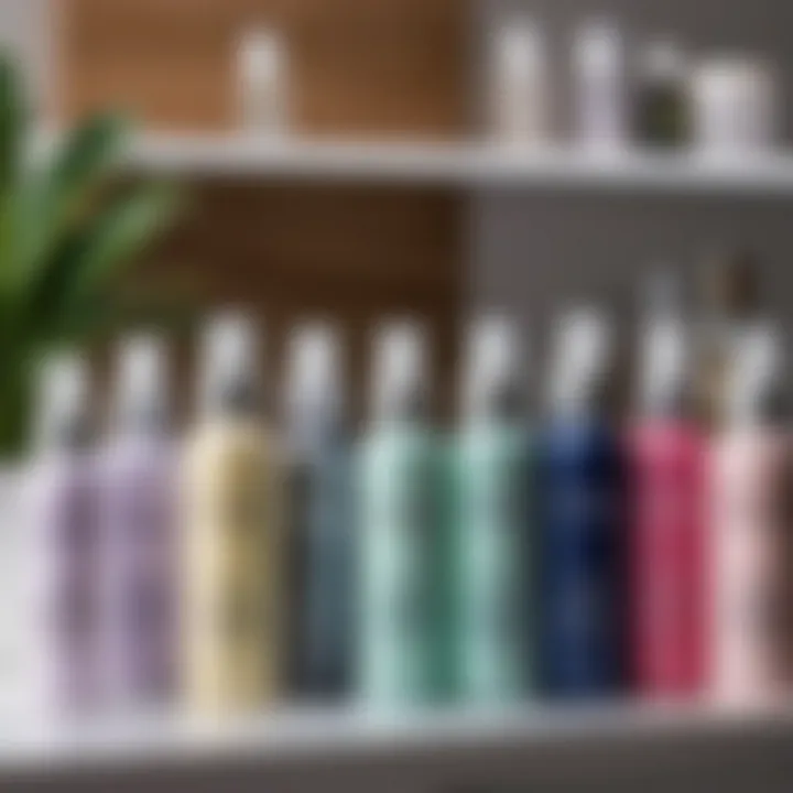 Selection of different hair whitening sprays on a shelf