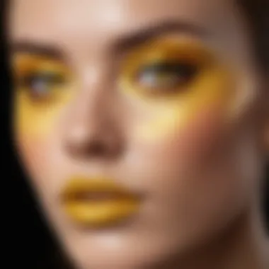 Close-up of skin with yellow shimmer makeup